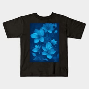 Bioluminescent Blue flower pattern Kids T-Shirt